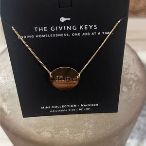 The Giving Keys Gold 'BELIEVE' Necklace